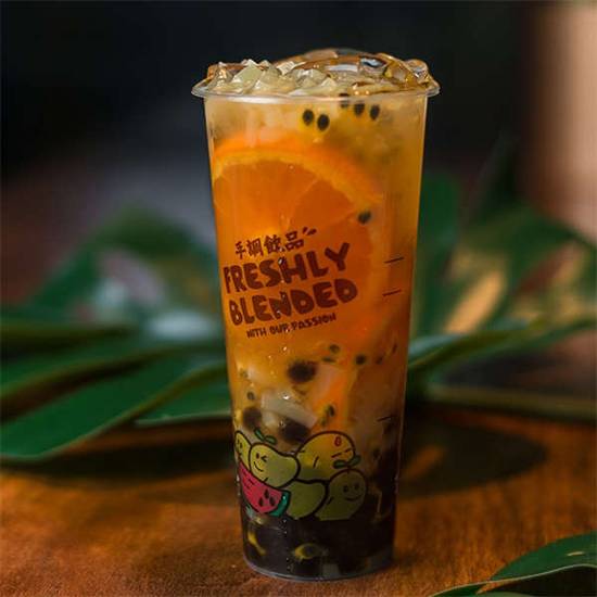 Passion Fruit Green Tea with Fresh Orange (L) 鲜橙百香果
